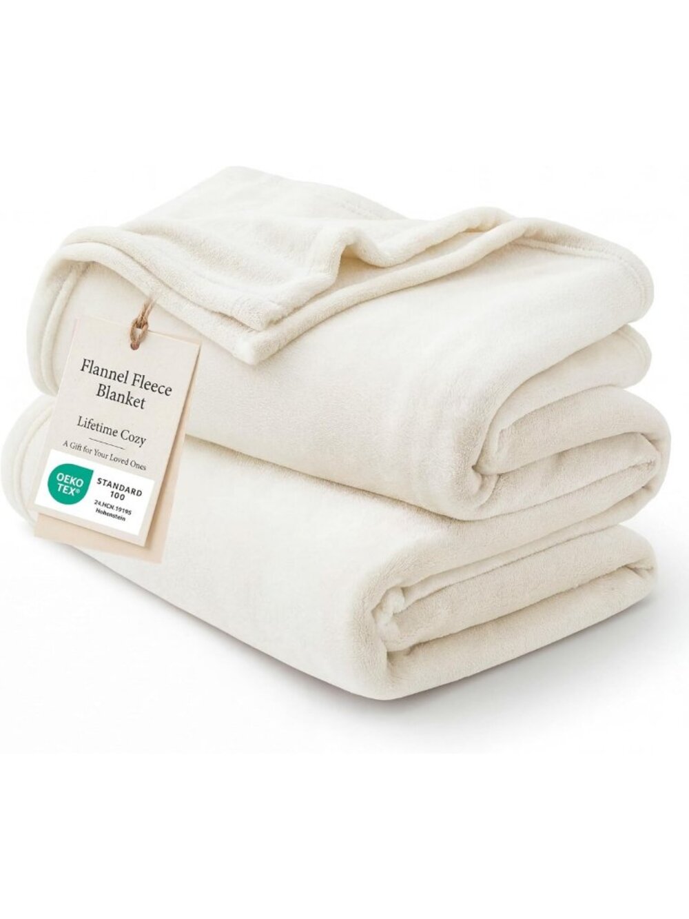 Cozy Cream Fleece Throw Blanket - Soft 300GSM Couch Decor, Travel & Camping